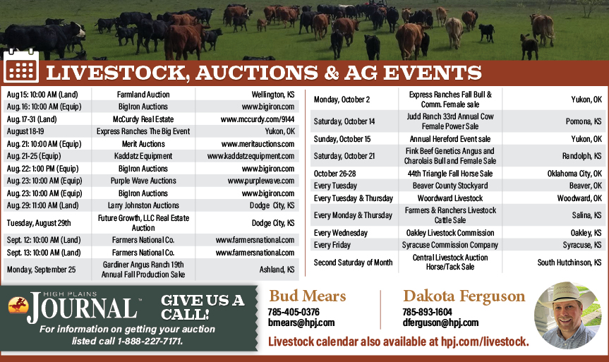 Livestock / Auction Calendar - August 11, 2023